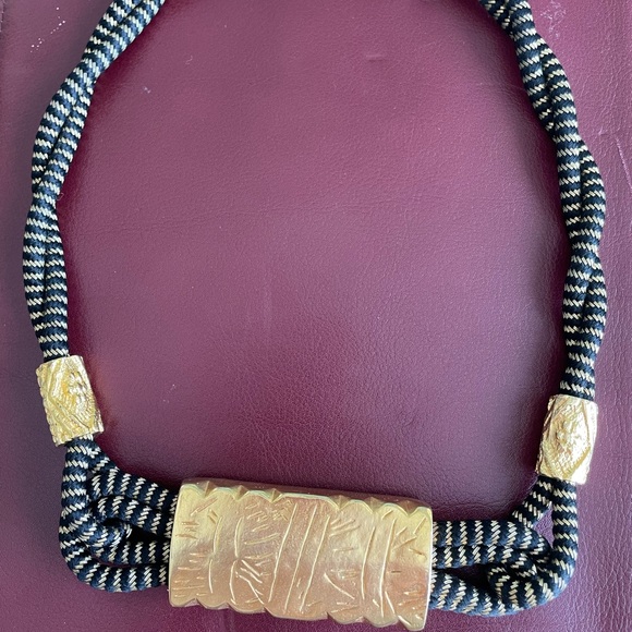 1980s Wood Bead Choker Necklace by Cadoro